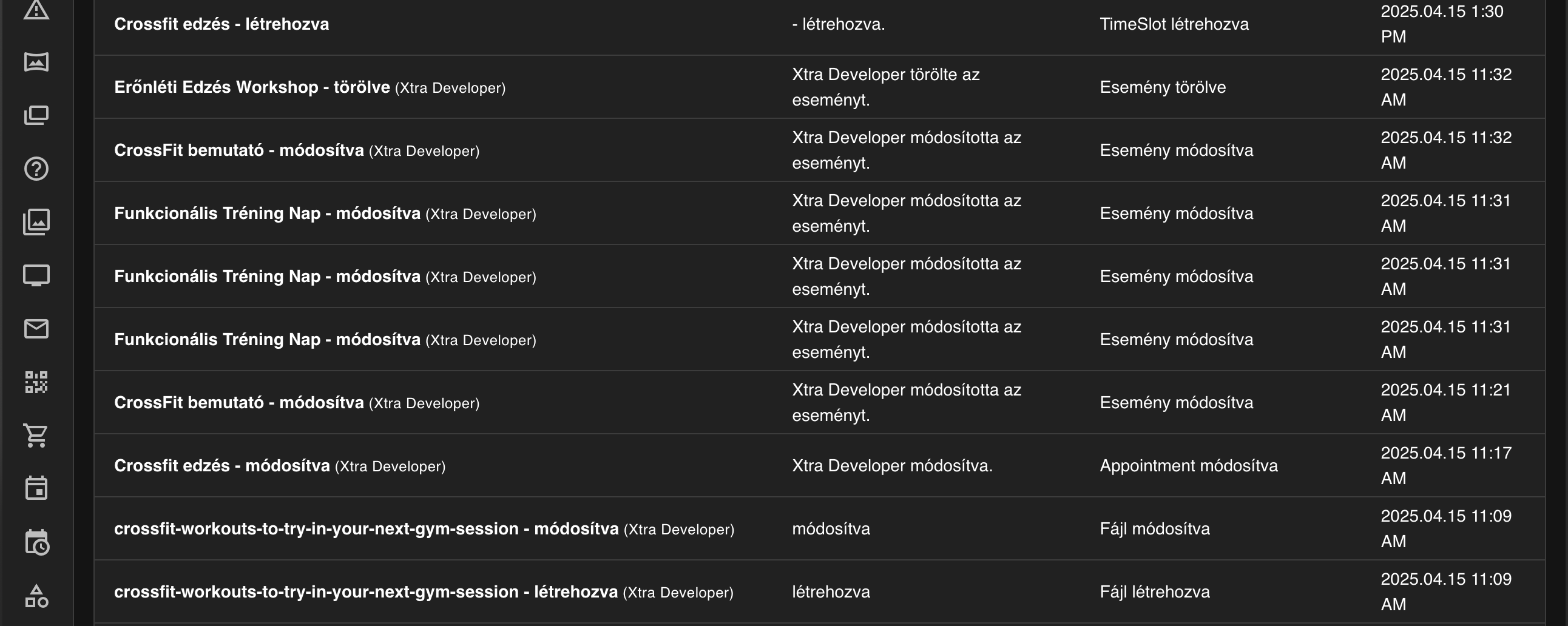 Aktivitás naplózás