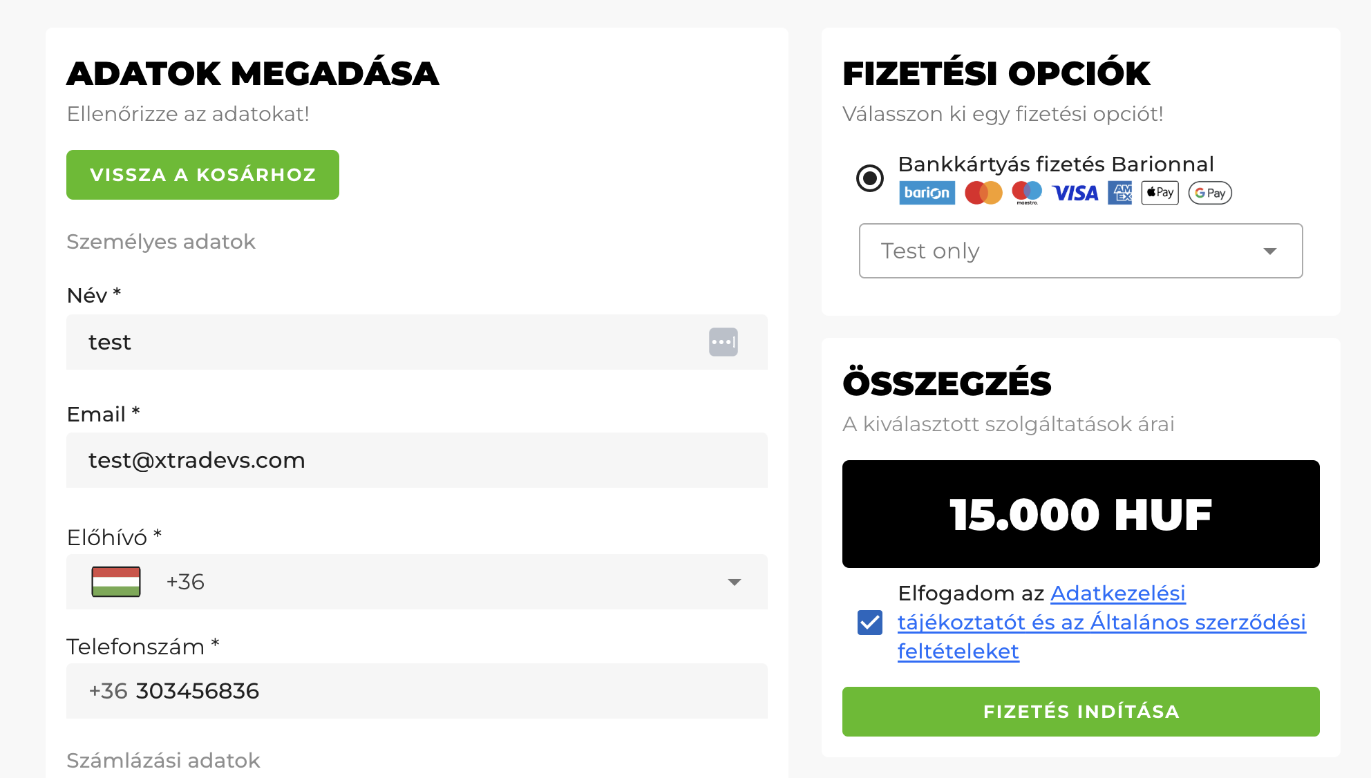 Bankkártyás fizetés Barionnal